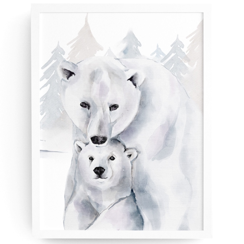 Watercolor Polar Bears Wall Art Illustration Print Poster Card Unframed - Picture 17 of 17